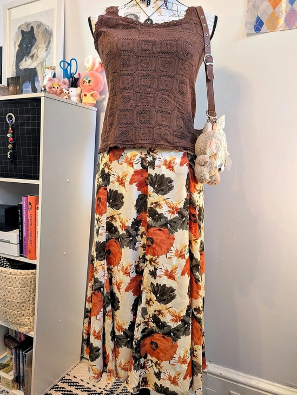 Christopher & Banks Floral Maxi Skirt in Cream & Orange Size 10